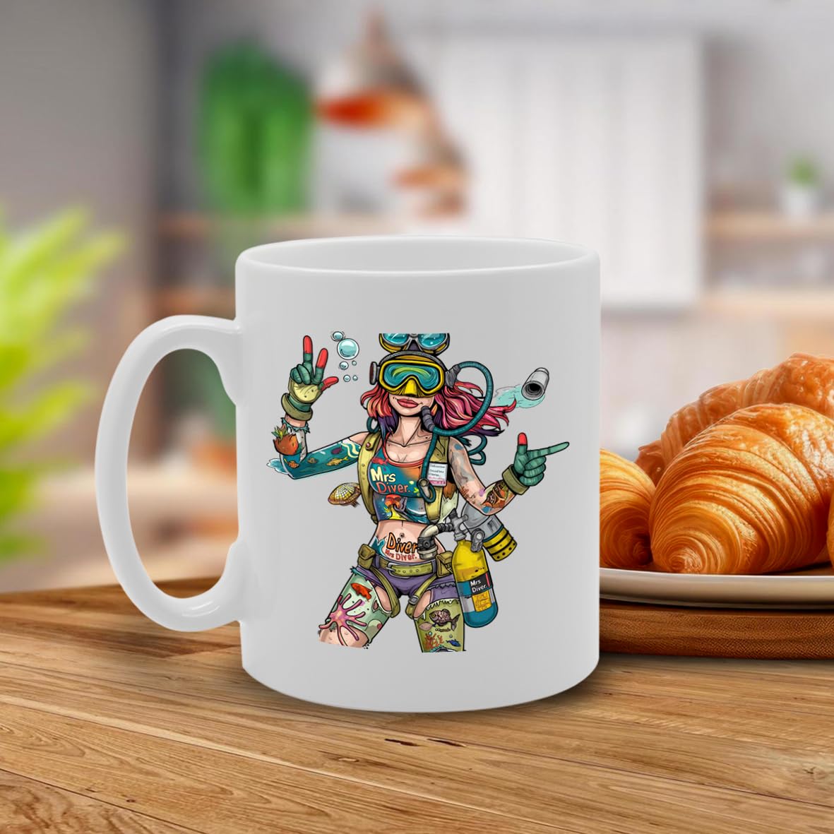 Mrs Diver  - For Female Divers, Scuba Enthusiasts, Underwater Explorers, Durable Ceramic, Dishwasher Safe, Premium Print Mg6091 - Funny Printed Coffee Mug - Great Gift Idea