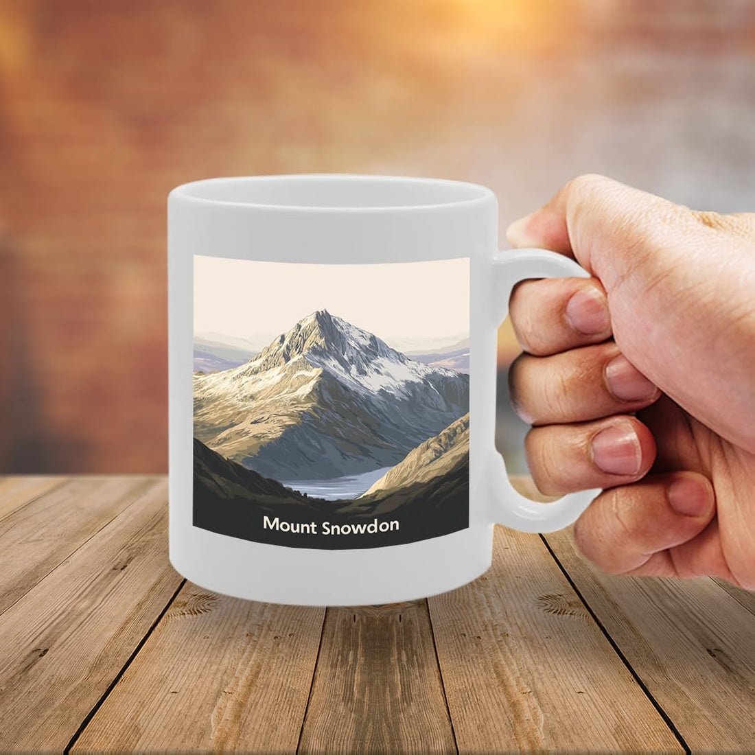 Printed Coffee Ceramic  Featuring Cities And Landmarks In United Kingdom (Snowdon) - Funny Printed Coffee Mug - Great Gift Idea