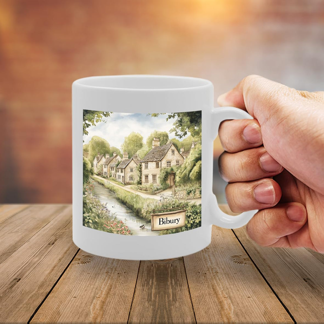 Printed Coffee Ceramic  Featuring Cities And Landmarks In United Kingdom (Bibury) - Funny Printed Coffee Mug - Great Gift Idea