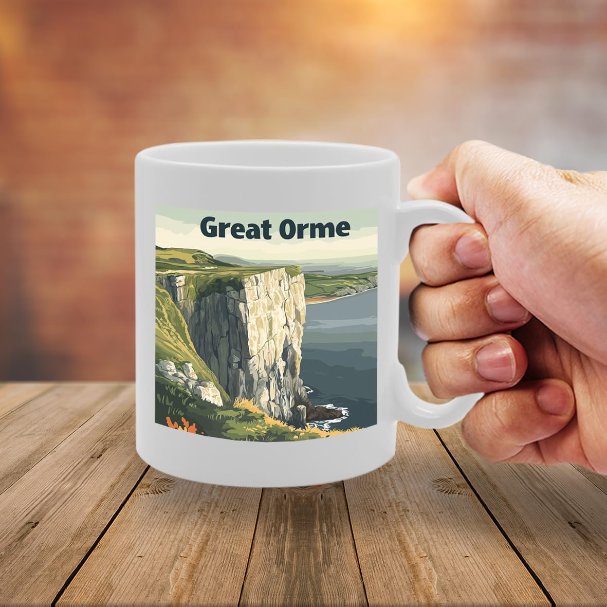Printed Coffee Ceramic  Featuring Cities And Landmarks In United Kingdom (Great Orme) - Funny Printed Coffee Mug - Great Gift Idea