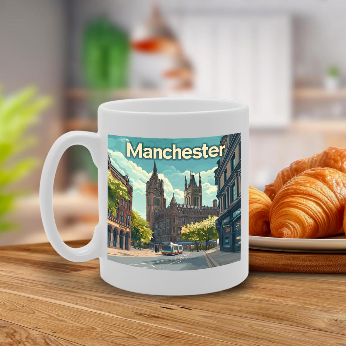 Printed Coffee Ceramic  Featuring Cities And Landmarks In United Kingdom (Manchester) - Funny Printed Coffee Mug - Great Gift Idea