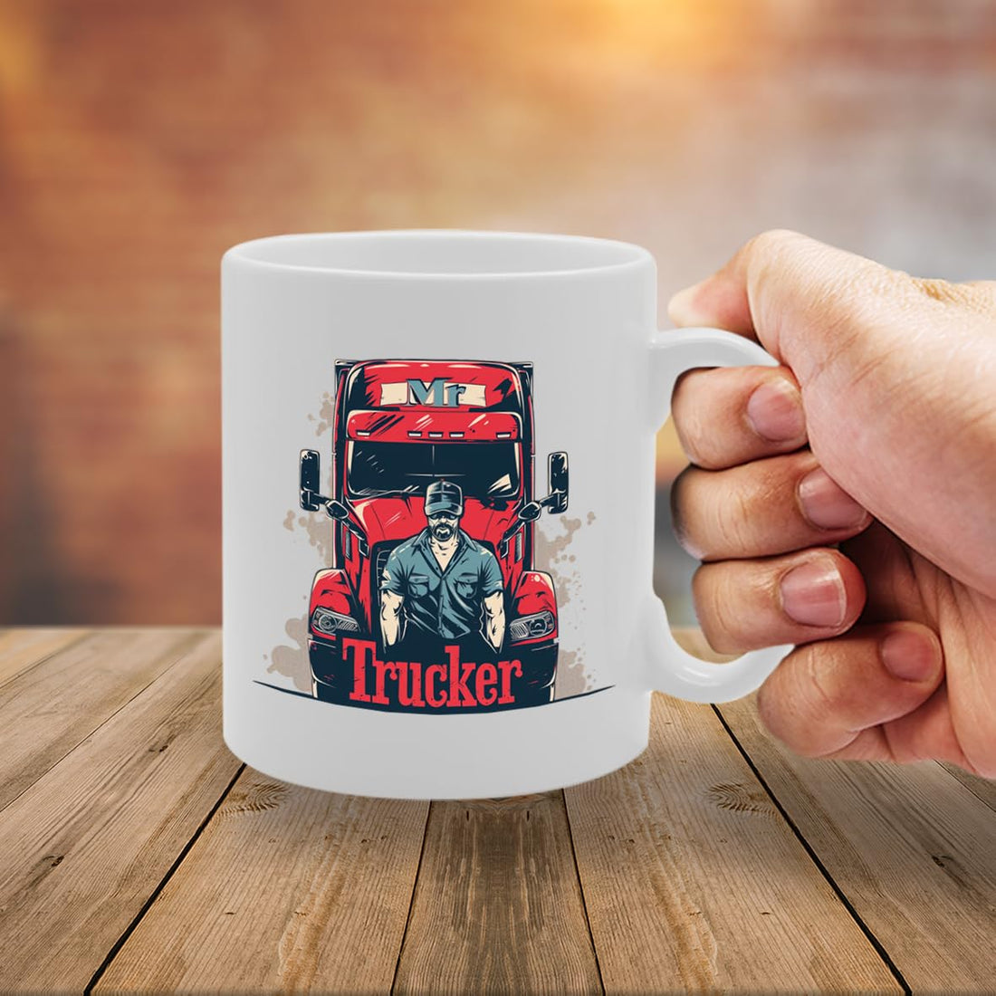 Mr Trucker  - Ideal For Truck Drivers And Road Warriors, 11Oz Ceramic Coffee  For Professional Drivers And Long Haul Enthusiasts Mg5918 - Funny Printed Coffee Mug - Great Gift Idea