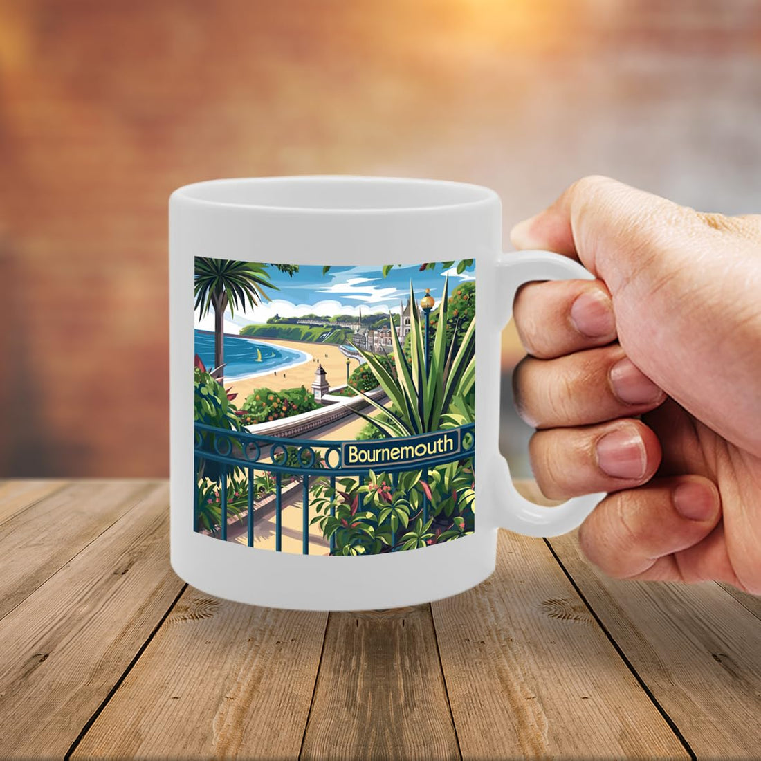 Printed Coffee Ceramic  Featuring Cities And Landmarks In United Kingdom (Bournemouth) - Funny Printed Coffee Mug - Great Gift Idea