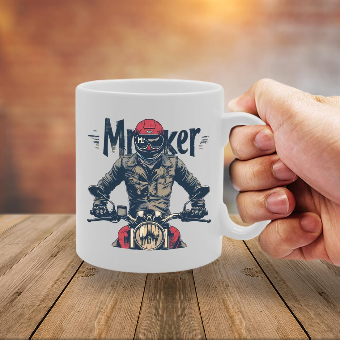 Mr Biker  - Ideal For Motorcycle Enthusiasts And Riders, 11Oz Ceramic Coffee  For Bikers And Road Warriors Mg5925 - Funny Printed Coffee Mug - Great Gift Idea