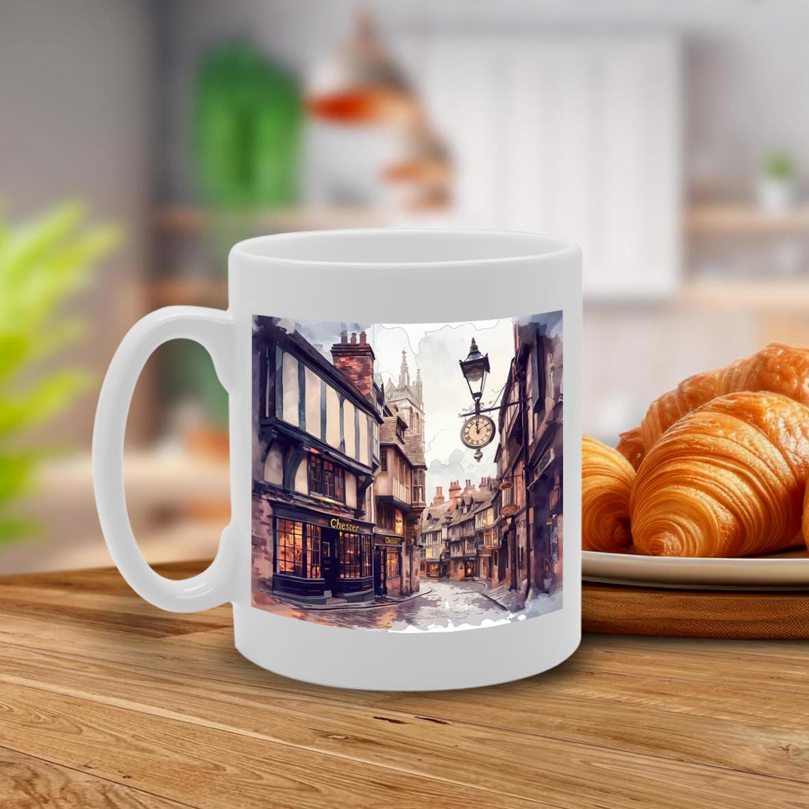 Printed Coffee Ceramic  Featuring Cities And Landmarks In United Kingdom (Chester) - Funny Printed Coffee Mug - Great Gift Idea