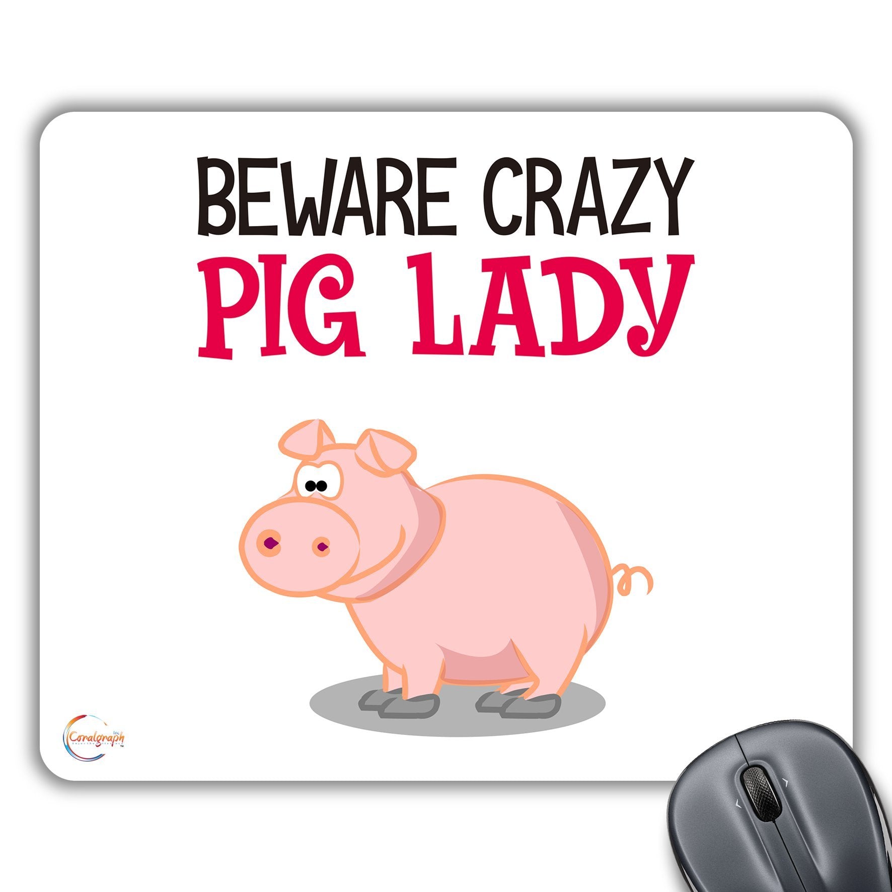 CP533 Beware Crazy Pig Lady Novelty Gift Printed PC Laptop Computer Mouse Mat Pad