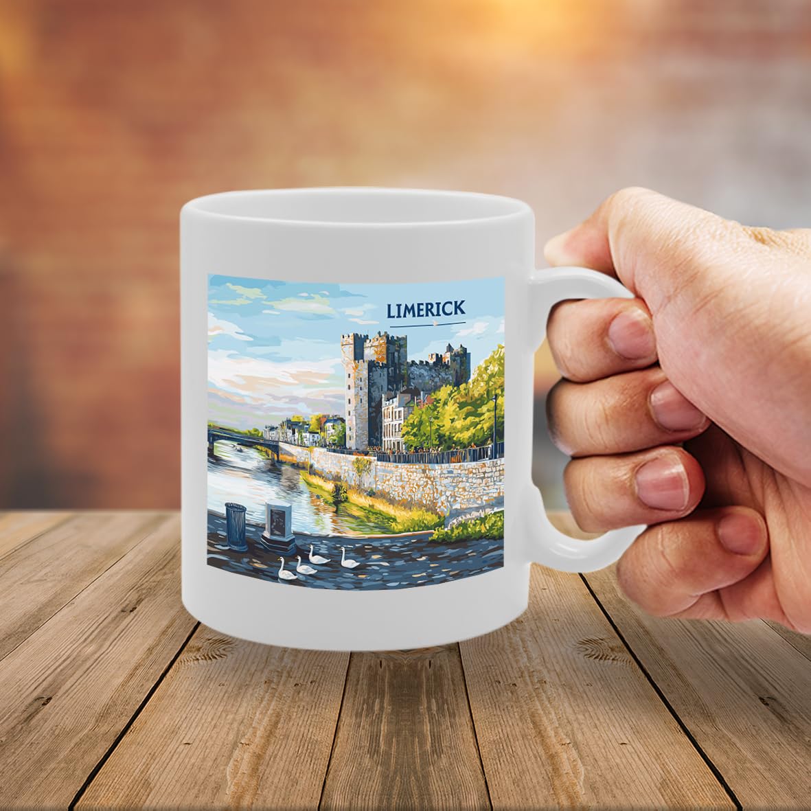 Printed Coffee Ceramic  Featuring Cities And Landmarks In United Kingdom (Limerick) - Funny Printed Coffee Mug - Great Gift Idea
