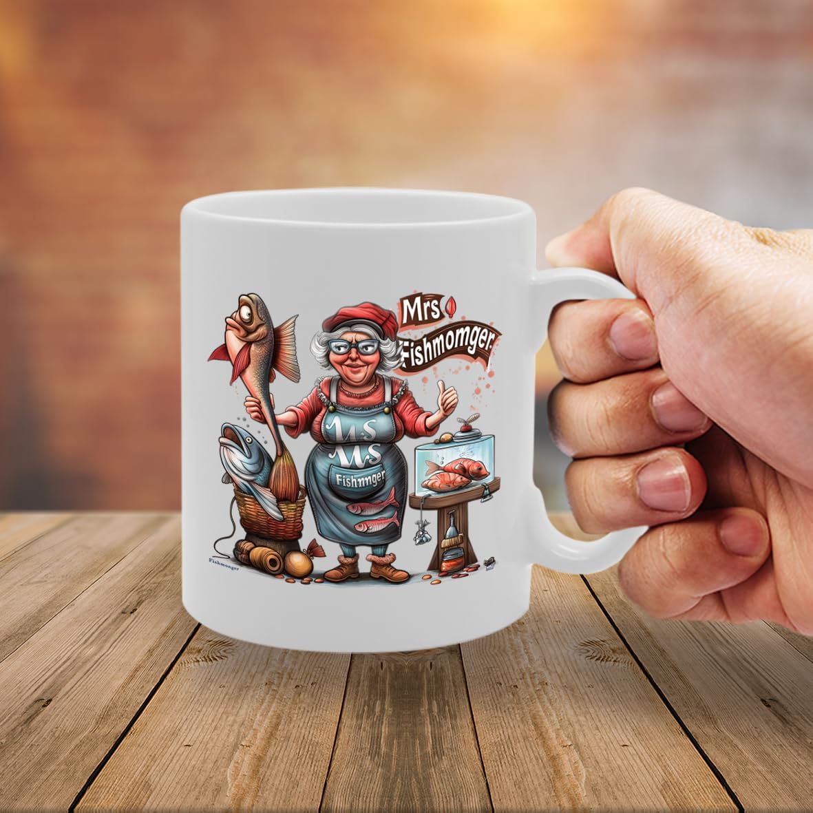 Mrs Fishmonger  - Ideal For Fishmongers, Seafood Lovers, Culinary Enthusiasts - Dishwasher Safe Mg6005 - Funny Printed Coffee Mug - Great Gift Idea