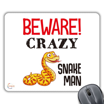 CP514 Beware! Crazy Snake Man Novelty Gift Printed PC Laptop Computer Mouse Mat Pad