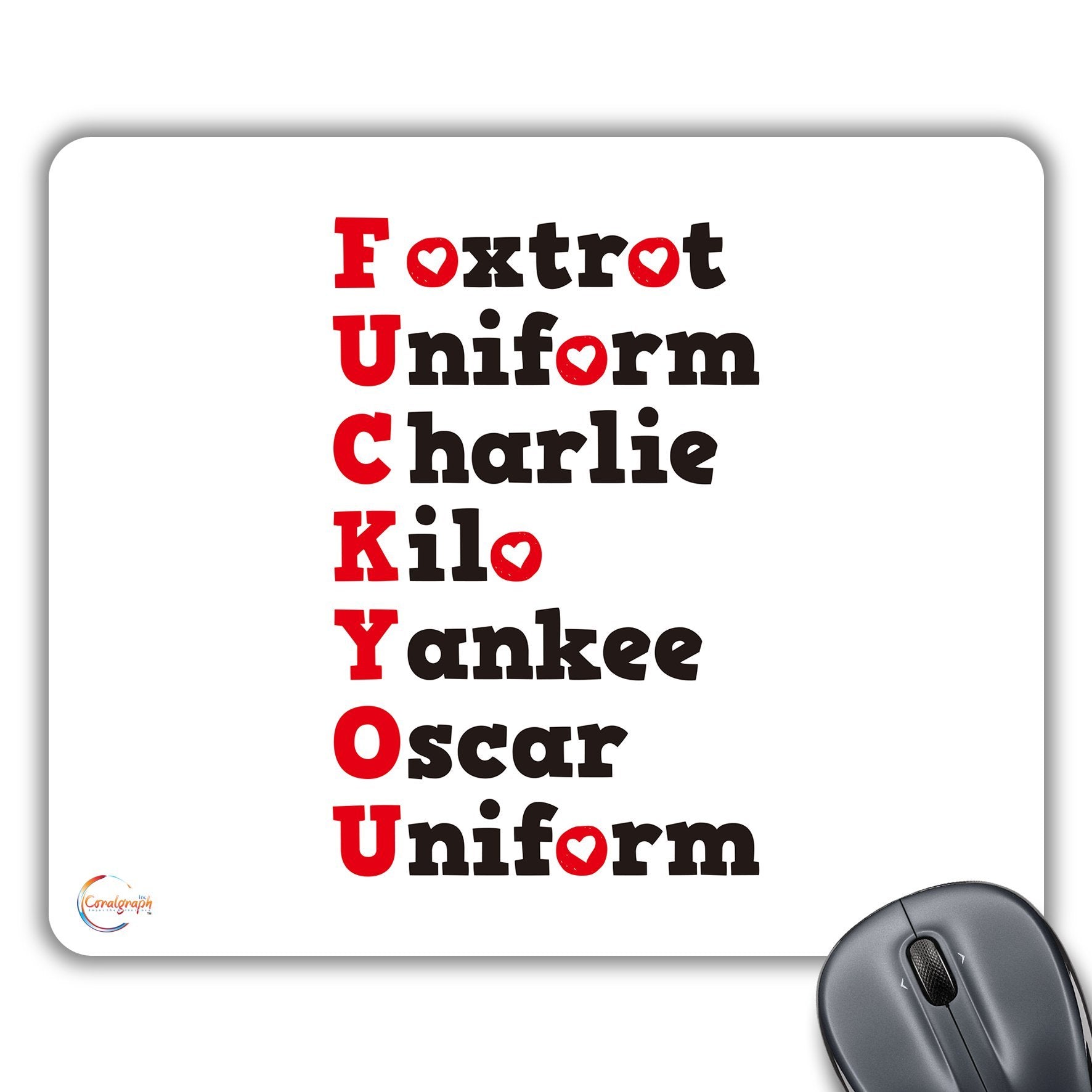 CP586 Funny Rude Joke Full Form of F*CK Foxtrot Novelty Gift Printed PC Laptop Computer Mouse Mat Pad