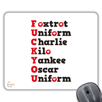 CP586 Funny Rude Joke Full Form of F*CK Foxtrot Novelty Gift Printed PC Laptop Computer Mouse Mat Pad