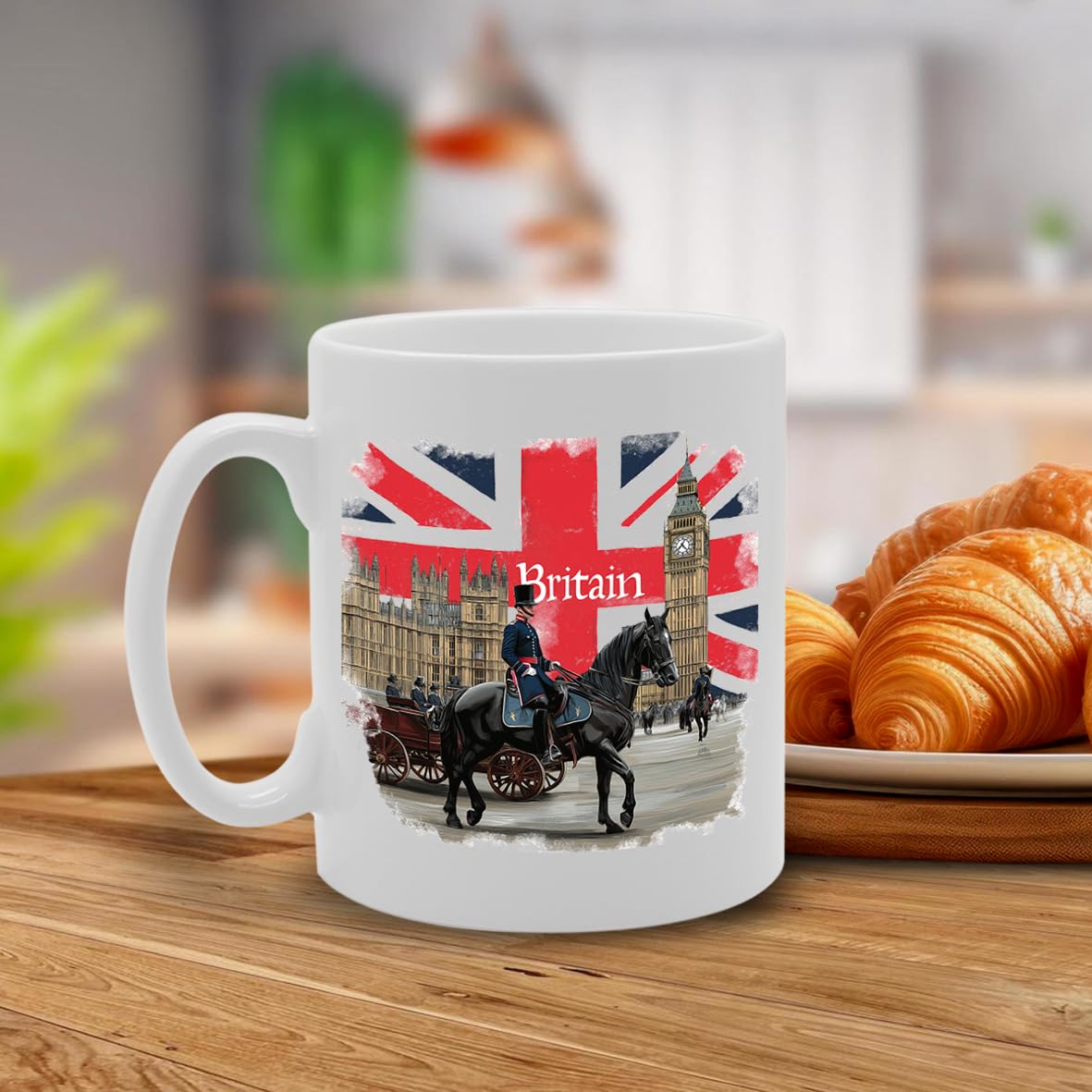 -   Printed Coffee Ceramic  Featuring Great Britain 4 Design (Flag Horse) Mg6431 - Funny Printed Coffee Mug - Great Gift Idea