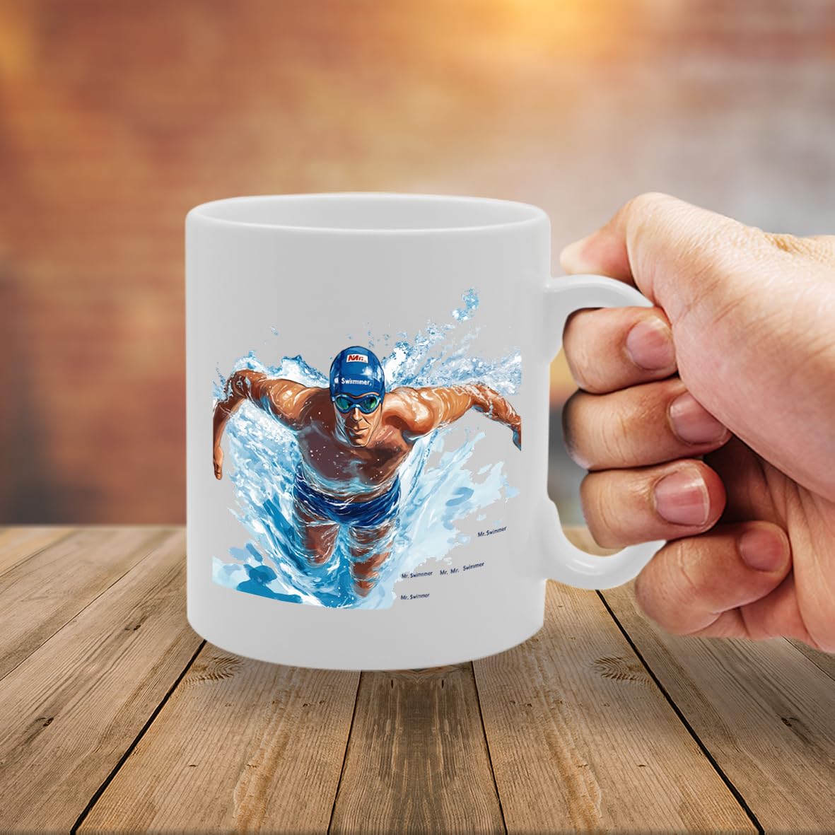 11Oz Ceramic  Featuring Popular Sports Designs From Around The World – Ideal For Sports Fans And Enthusiasts (Swimmer Mg6575) - Funny Printed Coffee Mug - Great Gift Idea