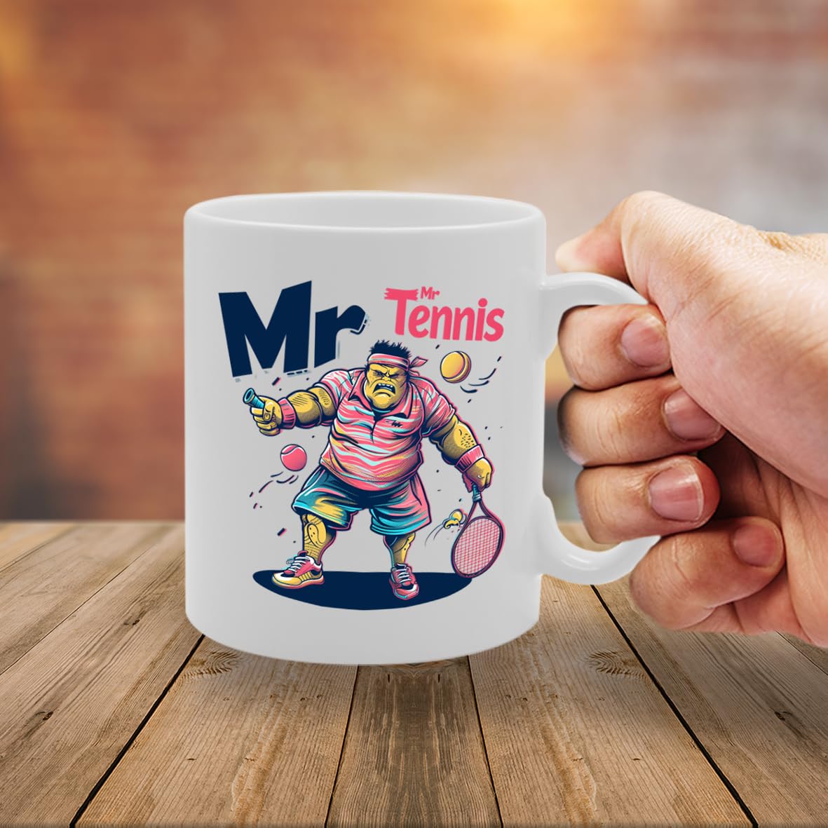 Mr Tennis  - For Tennis Players, Sports Enthusiasts, Tennis Fans, Durable Ceramic, Dishwasher Safe, Premium Print Mg6096 - Funny Printed Coffee Mug - Great Gift Idea