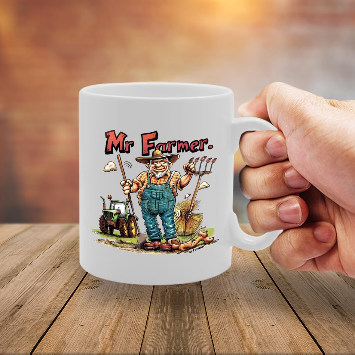 Mr Farmer Souvenir  – Depicting A Dedicated Farmer Tending To Crops – Memory Keepsake For Agriculture Enthusiasts – Mr Farmer Memorabilia Mg6264 - Funny Printed Coffee Mug - Great Gift Idea