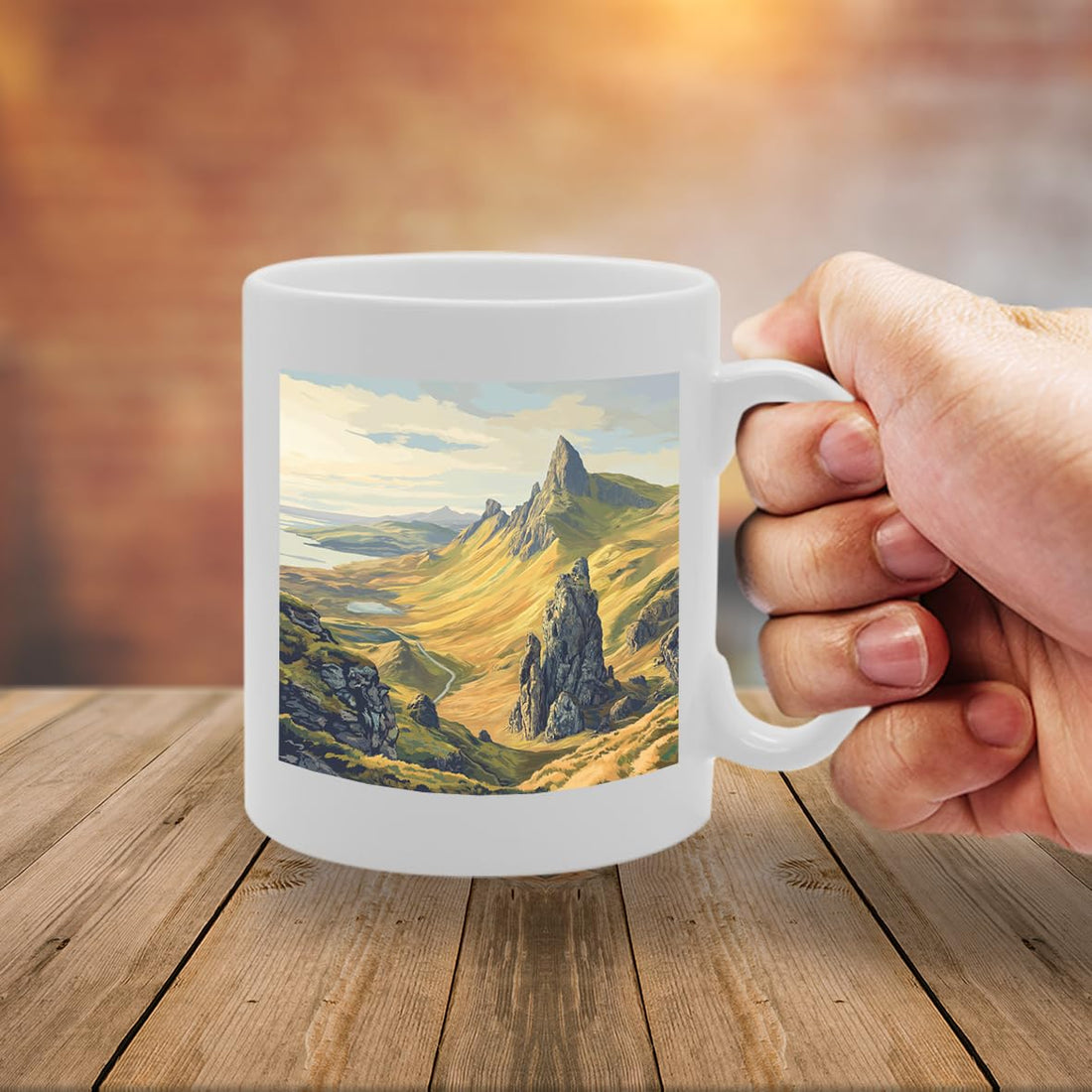 Printed Coffee Ceramic  Featuring Cities And Landmarks In United Kingdom (Trotternish Penninsula) - Funny Printed Coffee Mug - Great Gift Idea
