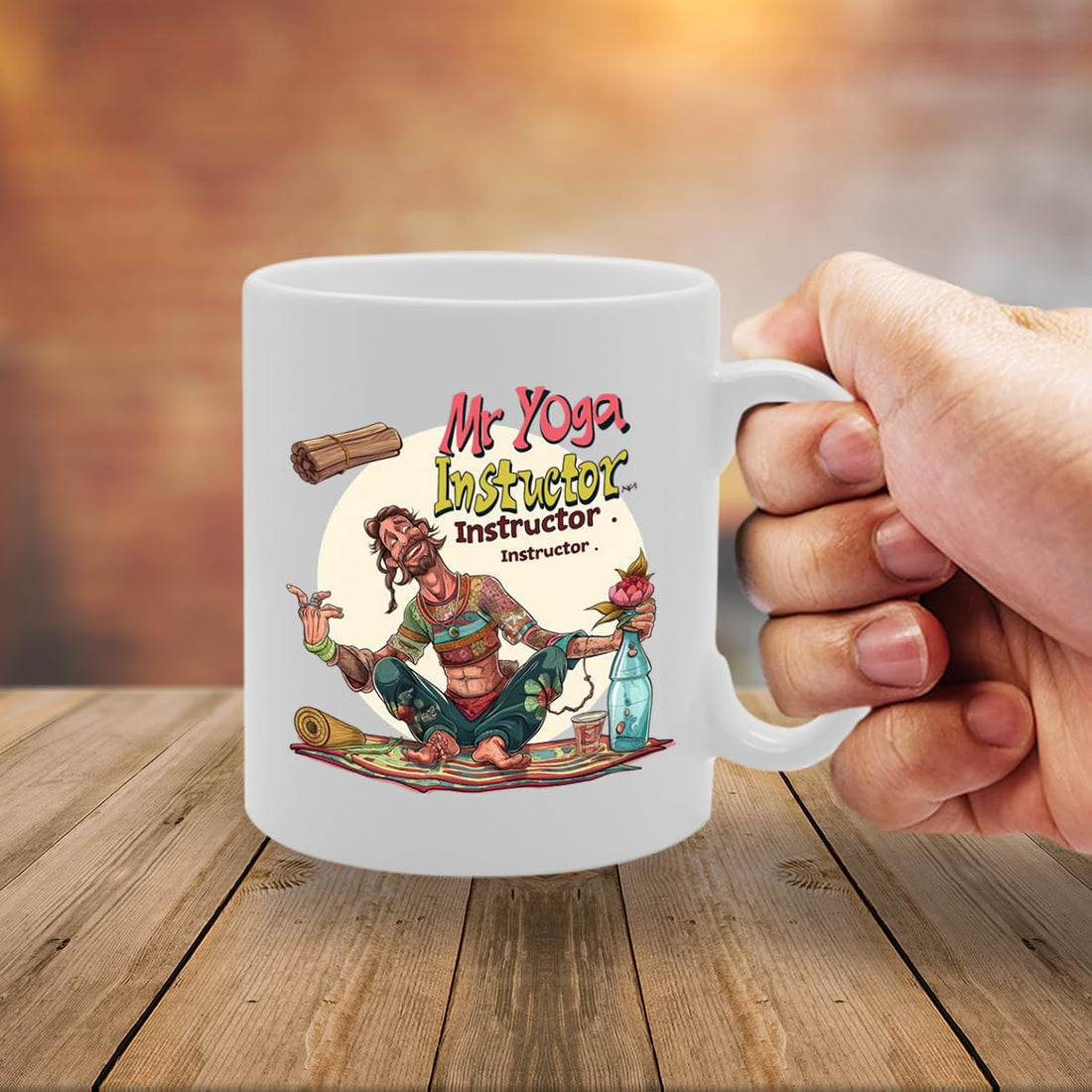 Mr Yoga Instructor Ceramic  - Ideal For Yoga Teachers, Wellness Coaches, And Fitness Enthusiasts - 11Oz Coffee  With Relaxing Design Mg6277 - Funny Printed Coffee Mug - Great Gift Idea