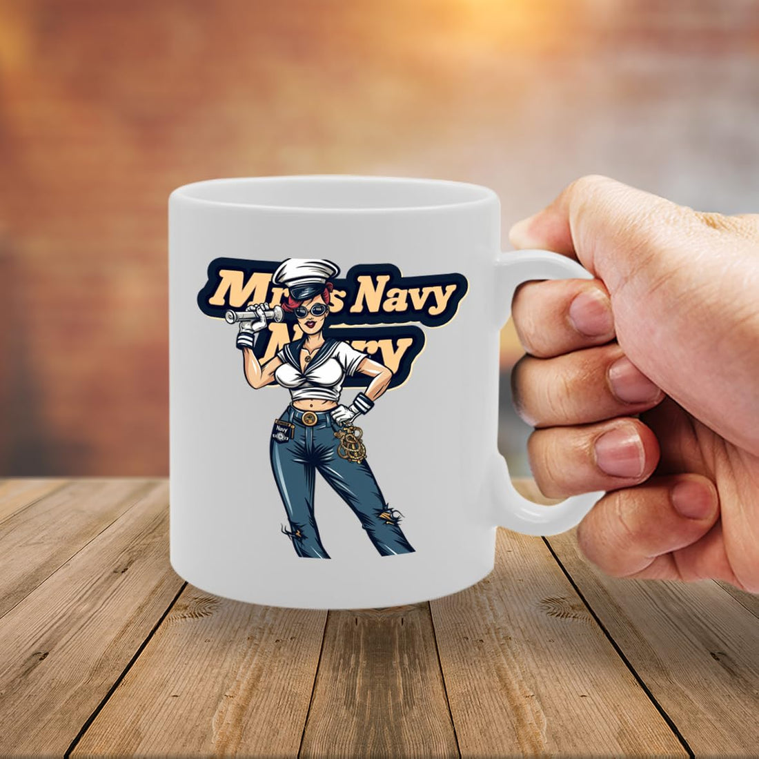 Mrs Navy  - Ideal For Navy Personnel, Military Enthusiasts, Veterans - Dishwasher Safe Mg6004 - Funny Printed Coffee Mug - Great Gift Idea