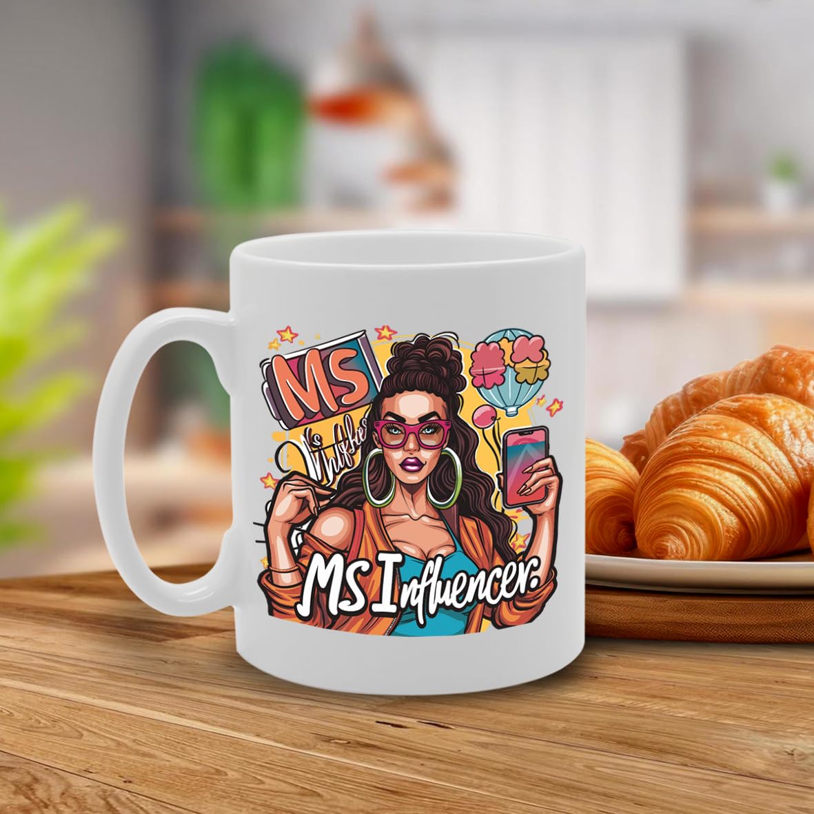 Ms Influencer Ceramic  - Ideal For Social Media Stars, Content Creators, And Trendsetters - 11Oz Coffee  With Trendy Design Mg6281 - Funny Printed Coffee Mug - Great Gift Idea