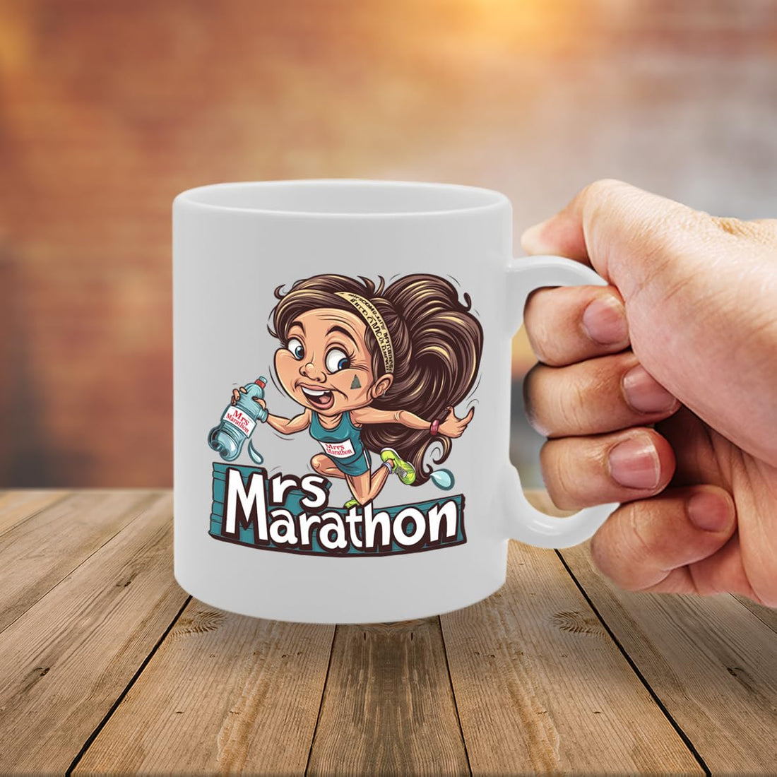 Mrs Marathon  - Designed For Marathon Runners, Fitness Enthusiasts, Athletes, Durable Ceramic, Dishwasher Safe Mg6009 - Funny Printed Coffee Mug - Great Gift Idea