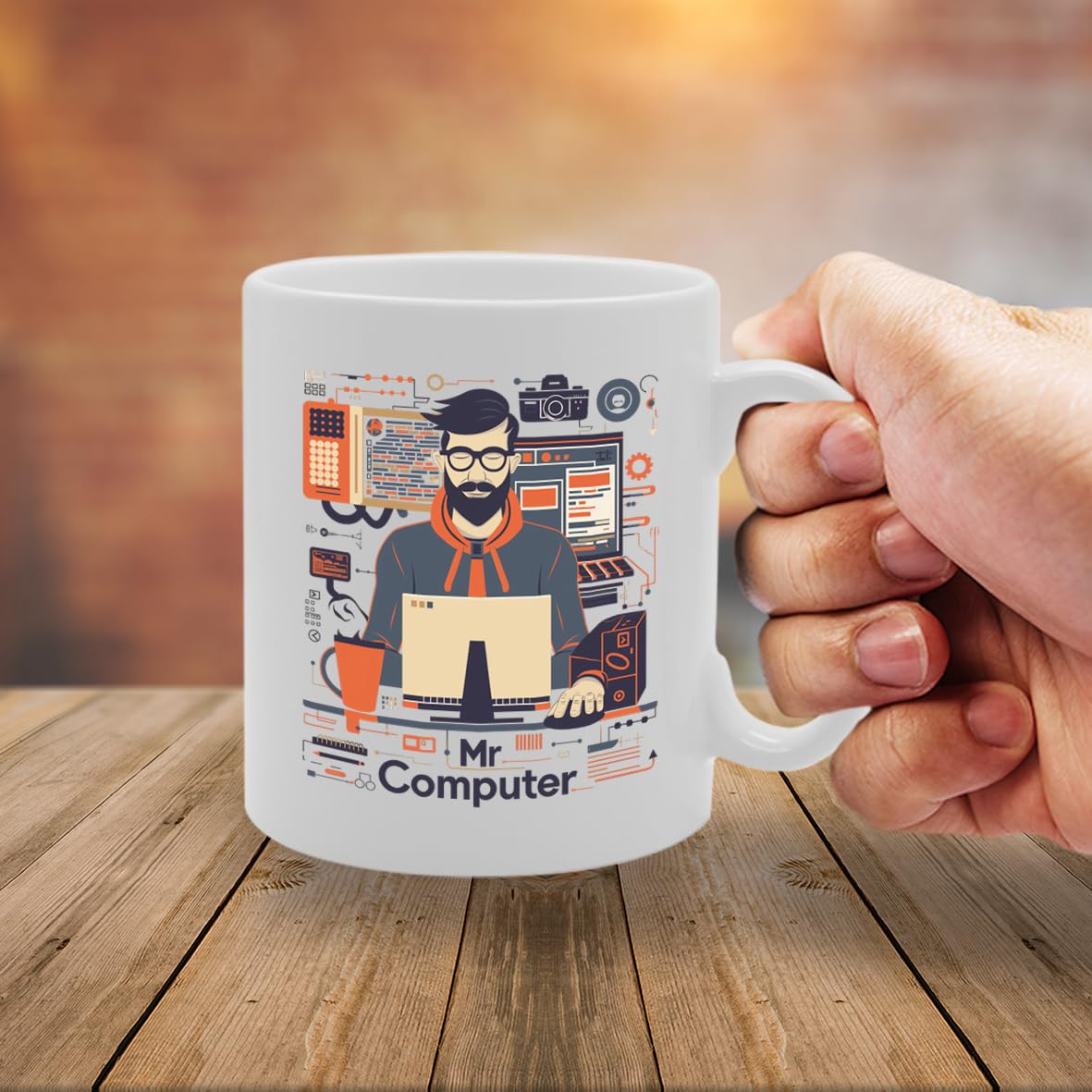Mr Computer Programmer  - Ideal For Coders And Tech Enthusiasts, Unique Keyboard Handle Design, 11Oz Ceramic Coffee  For Programmers And It Professionals Mg5909 - Funny Printed Coffee Mug - Great Gift Idea
