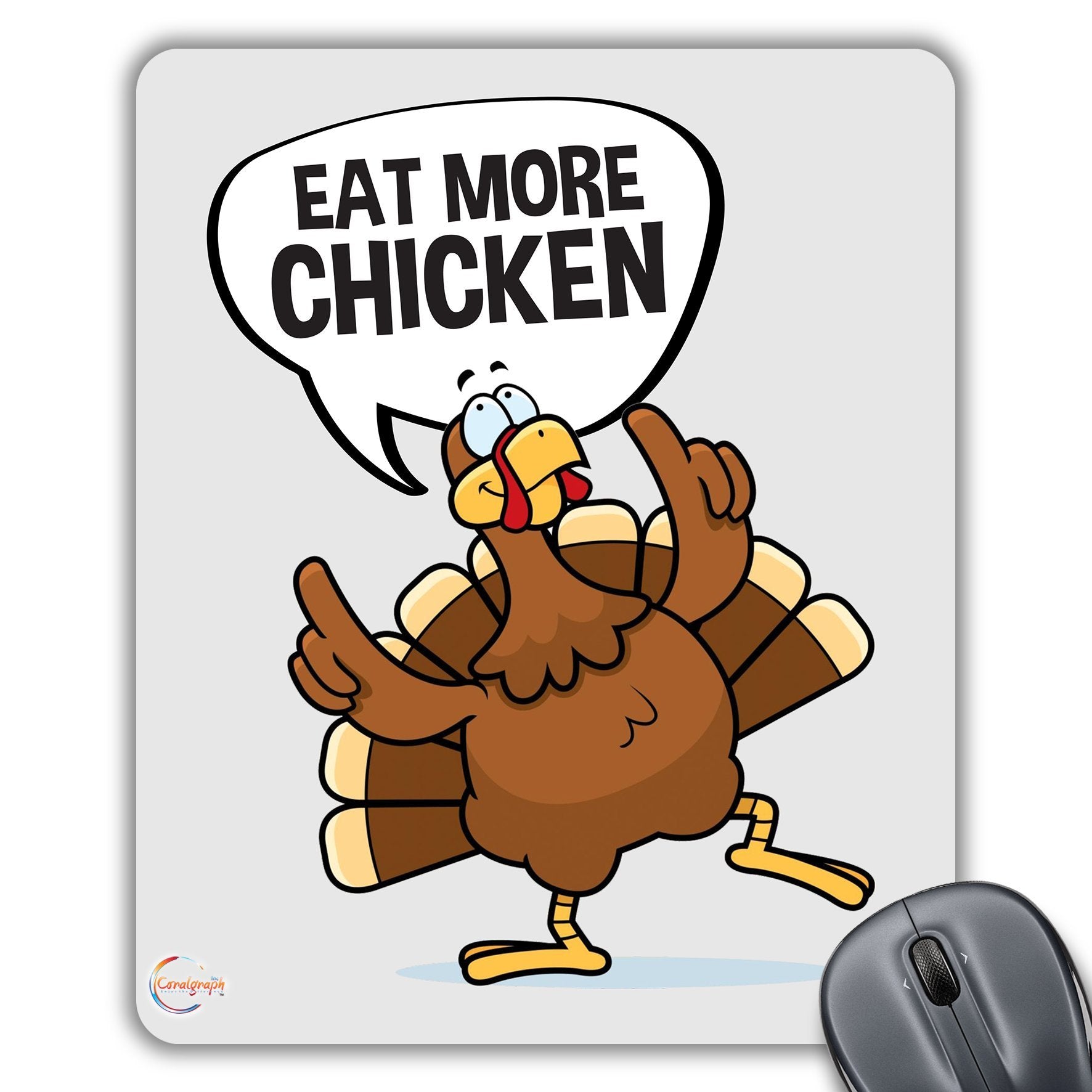 CP167 Eat More Chicken Novelty Gift Printed PC Laptop Computer Mouse Mat Pad