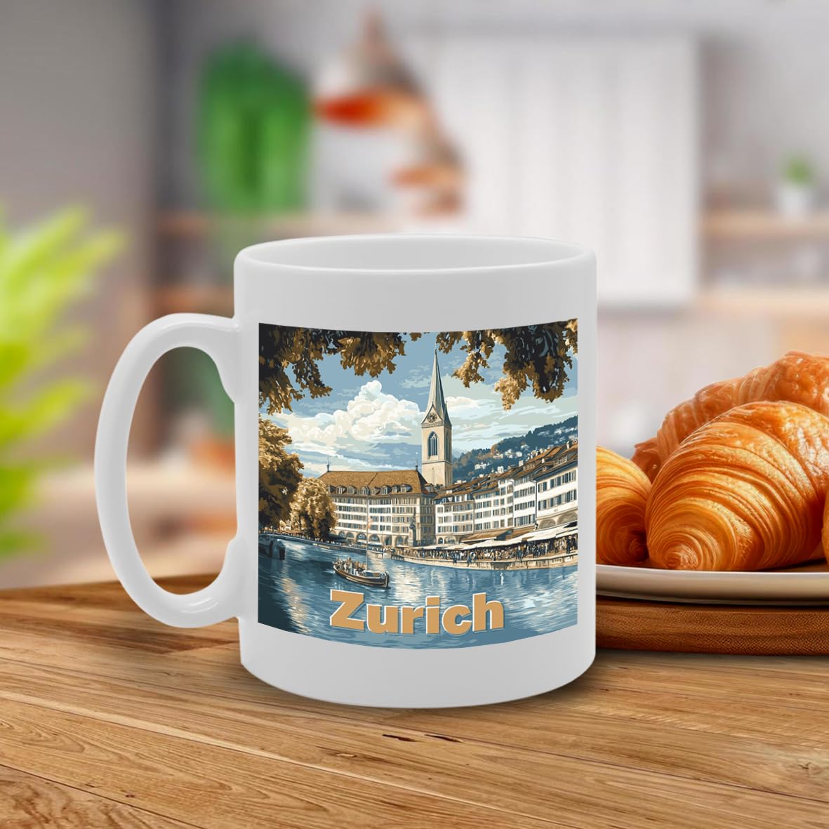 11Oz Dishwasher-Safe Ceramic  Featuring Popular Cities & Capitals From Europe And Around The World (Zurich) - Funny Printed Coffee Mug - Great Gift Idea