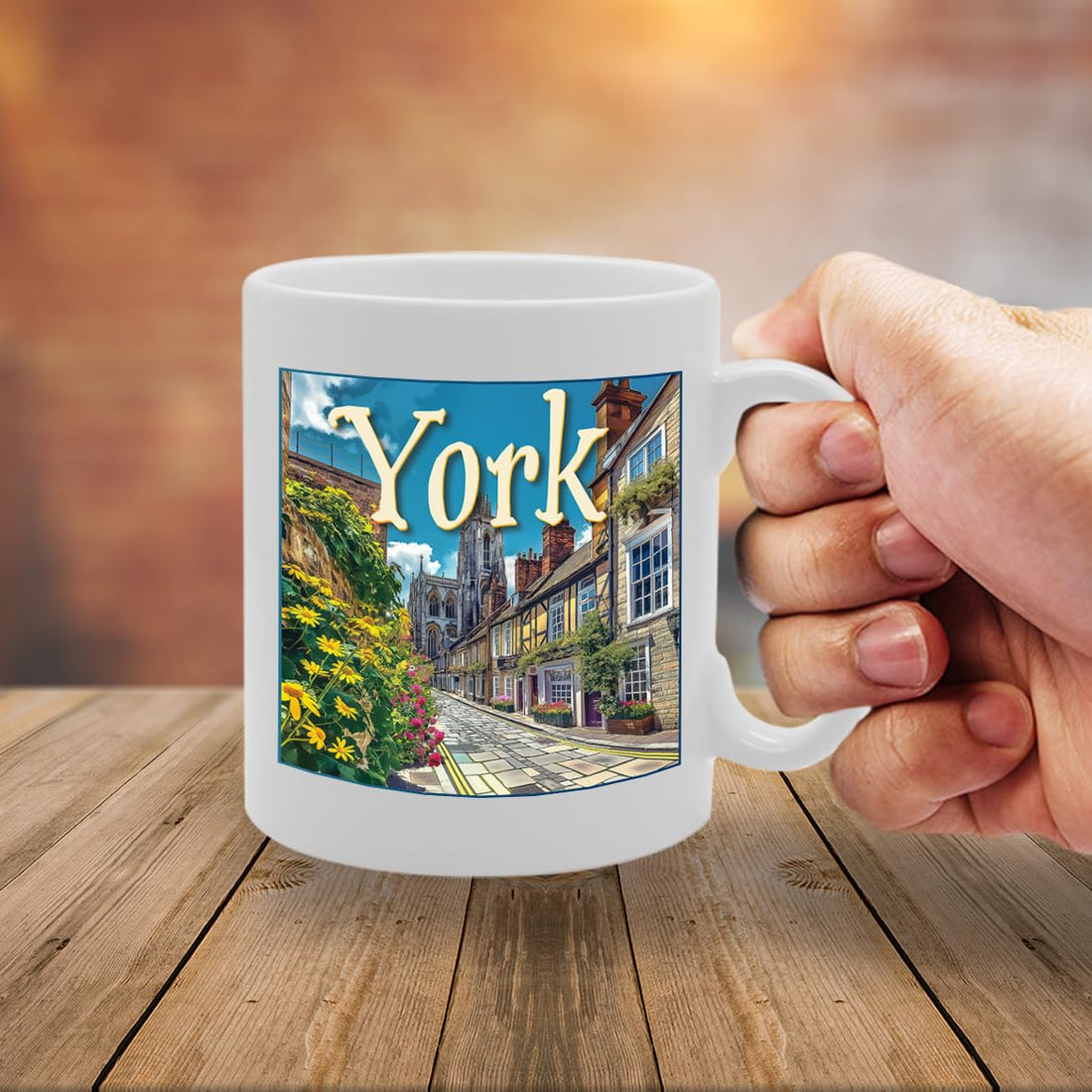 Printed Coffee Ceramic  Featuring Cities And Landmarks In United Kingdom (York) - Funny Printed Coffee Mug - Great Gift Idea