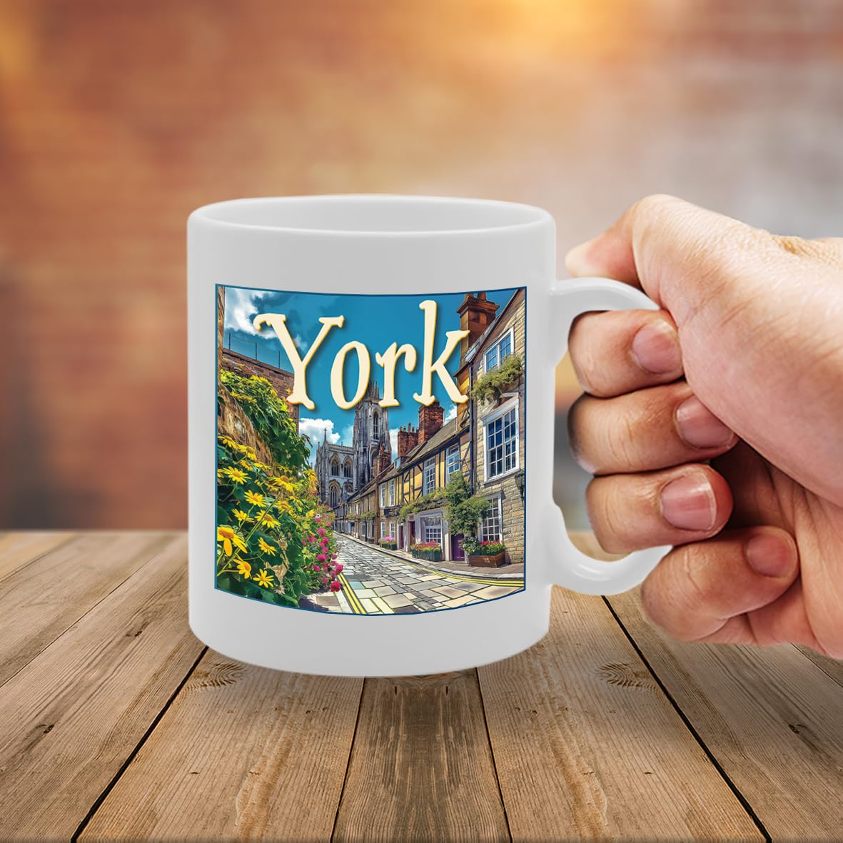 Printed Coffee Ceramic  Featuring Cities And Landmarks In United Kingdom (York) - Funny Printed Coffee Mug - Great Gift Idea