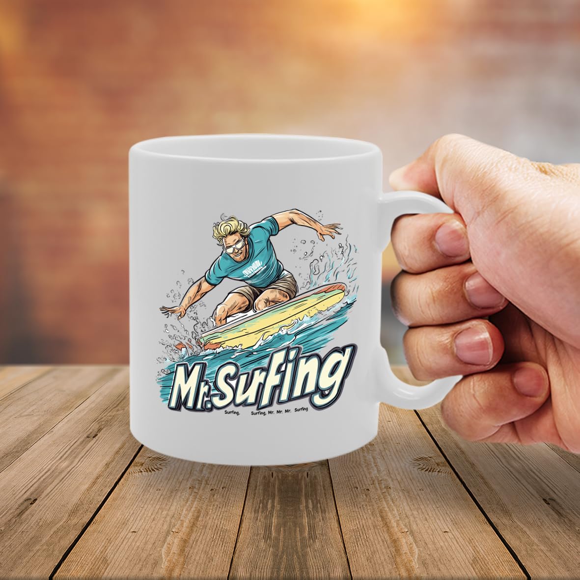 11Oz Ceramic  Featuring Popular Sports Designs From Around The World – Ideal For Sports Fans And Enthusiasts (Surfing Mg6574) - Funny Printed Coffee Mug - Great Gift Idea
