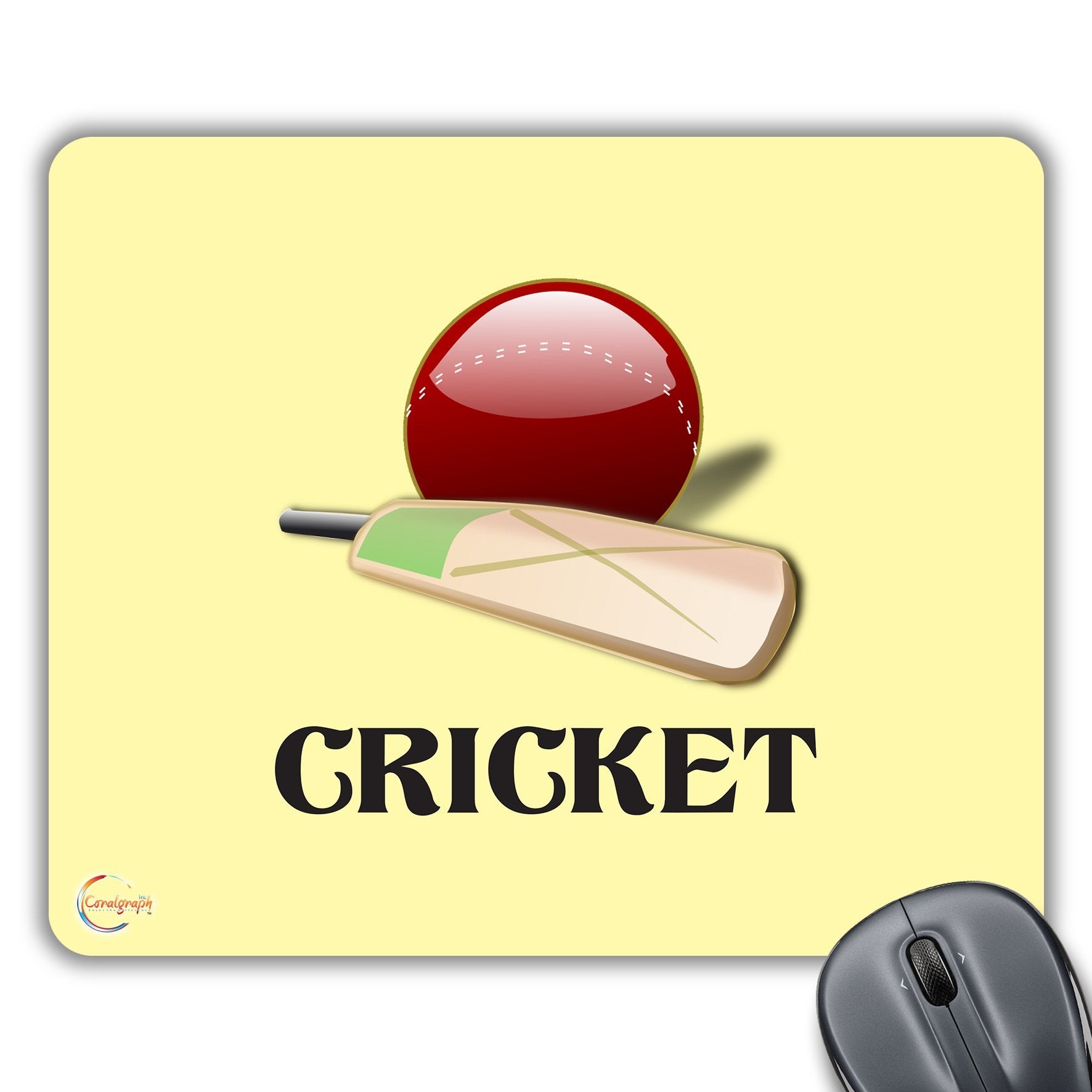 CP485 Cricket Ball & Bat Novelty Gift Printed PC Laptop Computer Mouse Mat Pad