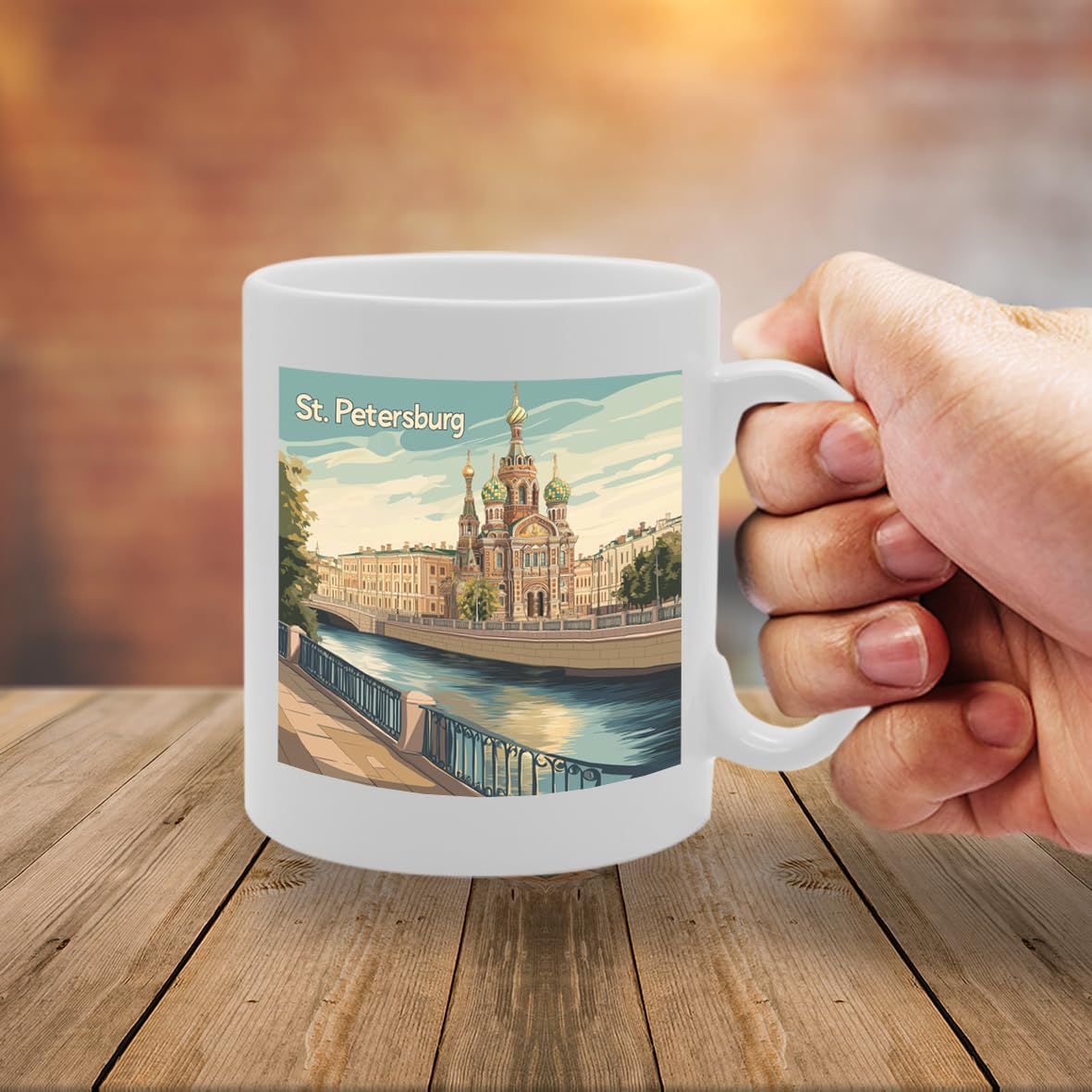 11Oz Dishwasher-Safe Ceramic  Featuring Popular Cities & Capitals From Europe And Around The World (St Petersburg) - Funny Printed Coffee Mug - Great Gift Idea