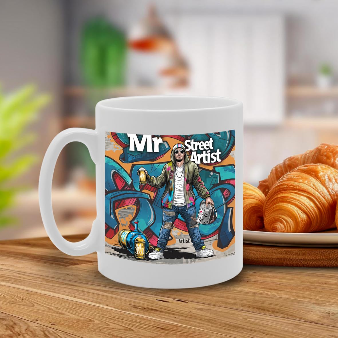 Street Artist Souvenir  – Depicting Iconic Street Artists In Action – Memory Keepsake For Art Enthusiasts – Street Artist Memorabilia Mg6250 - Funny Printed Coffee Mug - Great Gift Idea