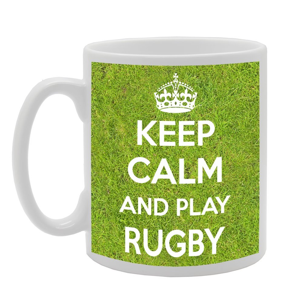 Keep Calm And Play Rugby   Printed Tea Coffee Ceramic  Mg558 - Funny Printed Coffee Mug - Great Gift Idea