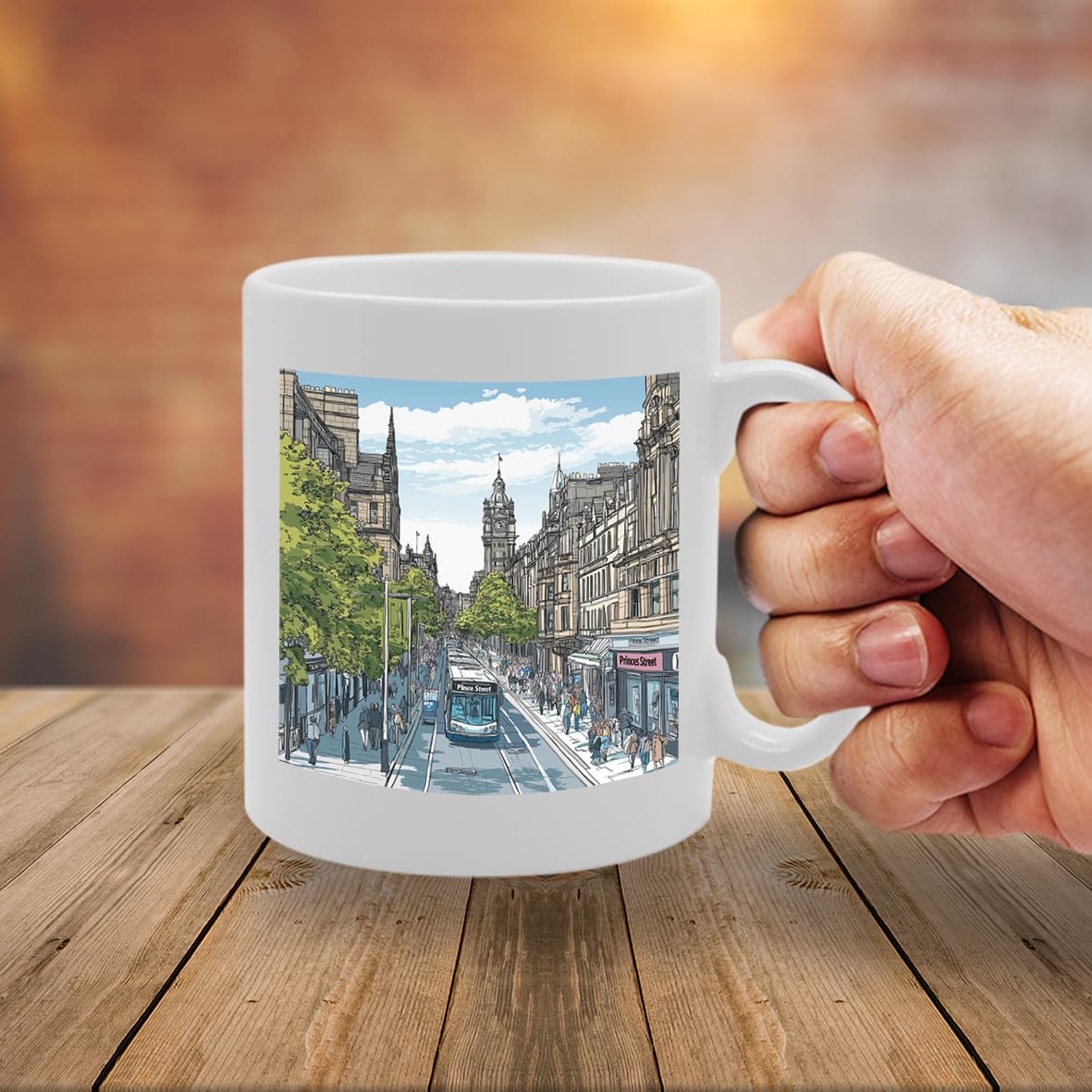 Printed Coffee Ceramic  Featuring Cities And Landmarks In United Kingdom (Edinburgh Pres Street) - Funny Printed Coffee Mug - Great Gift Idea