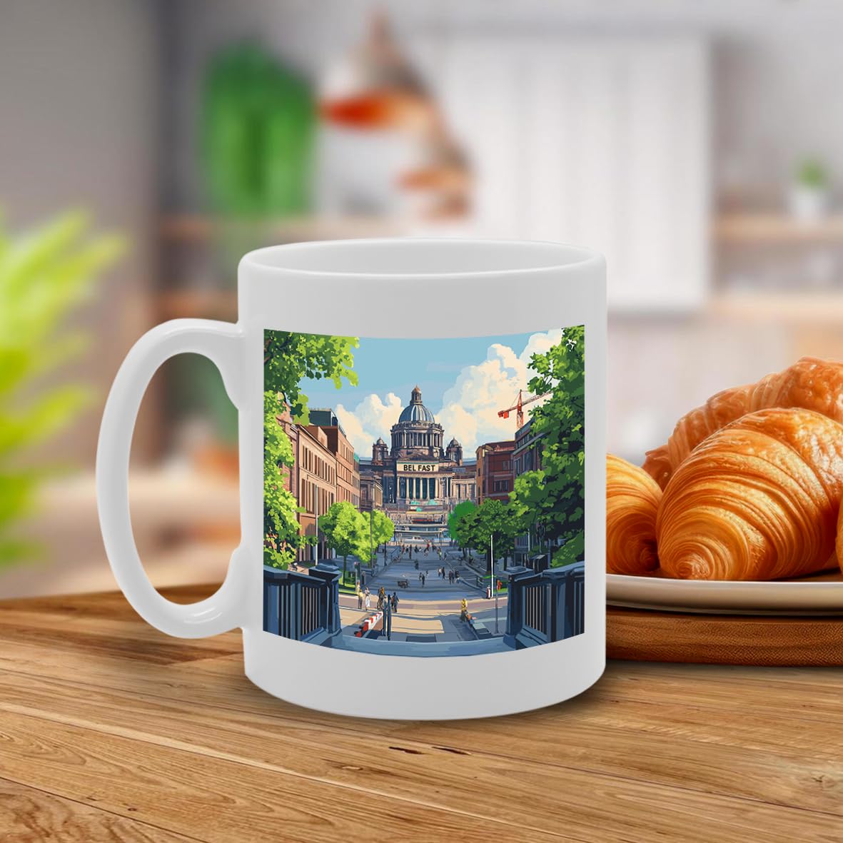 Printed Coffee Ceramic  Featuring Cities And Landmarks In United Kingdom (Belfast) - Funny Printed Coffee Mug - Great Gift Idea