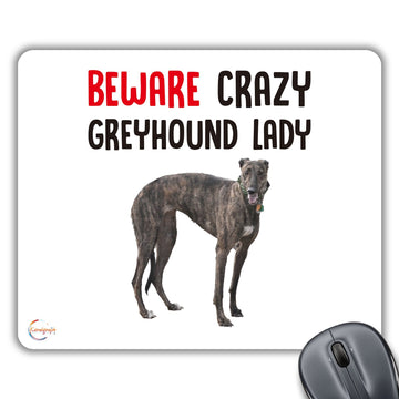 CP564 Beware Crazy Greyhound Lady Novelty Gift Printed PC Laptop Computer Mouse Mat Pad