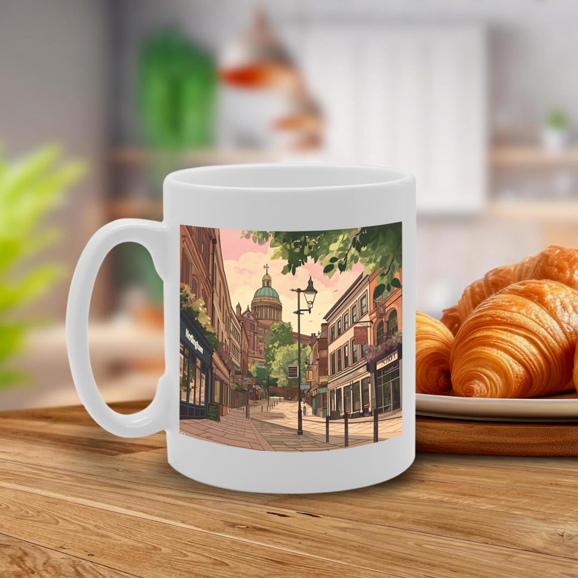 Printed Coffee Ceramic  Featuring Cities And Landmarks In United Kingdom (Nottingham) - Funny Printed Coffee Mug - Great Gift Idea