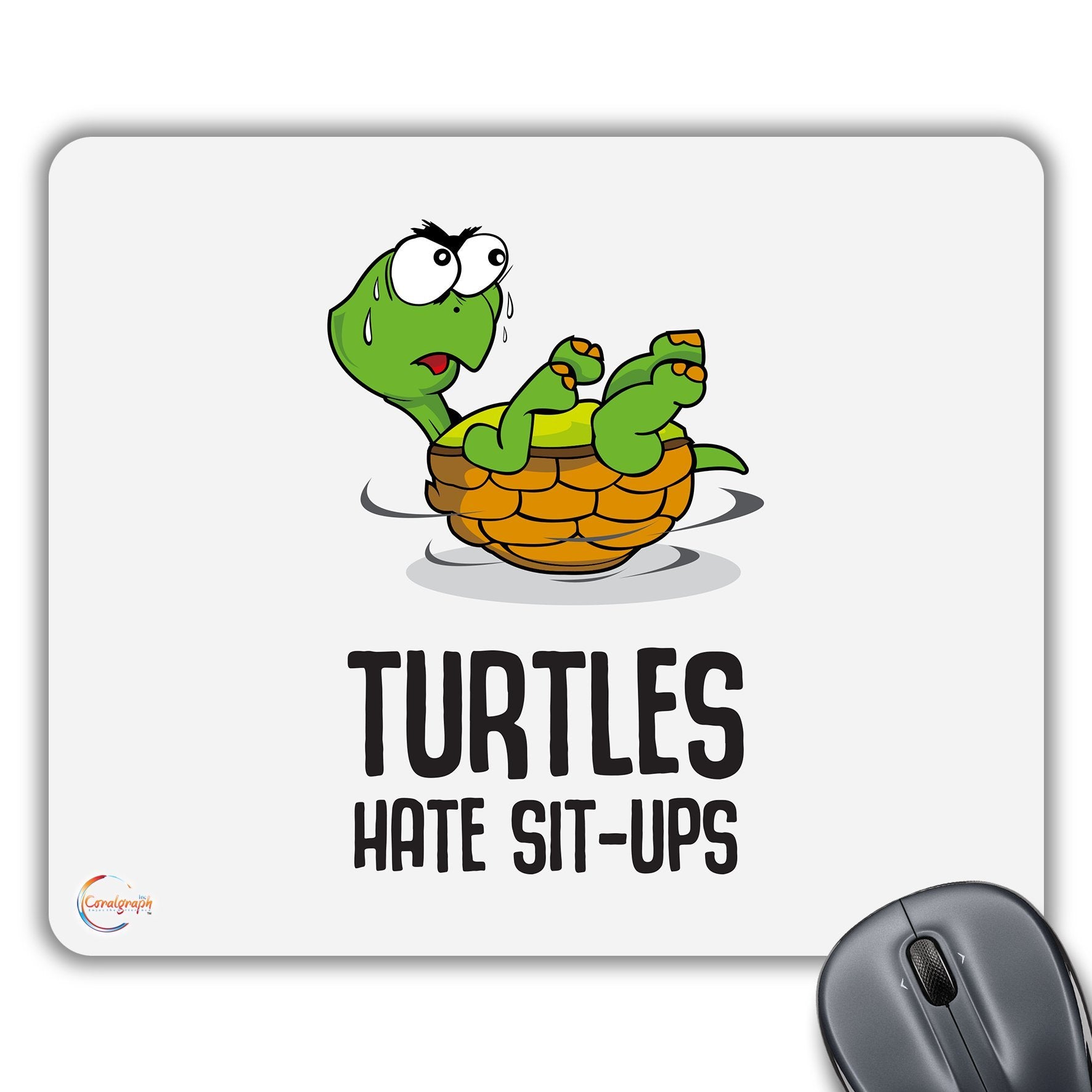 CP288 Turtles Hate Sit-Ups Novelty Gift Printed PC Laptop Computer Mouse Mat Pad