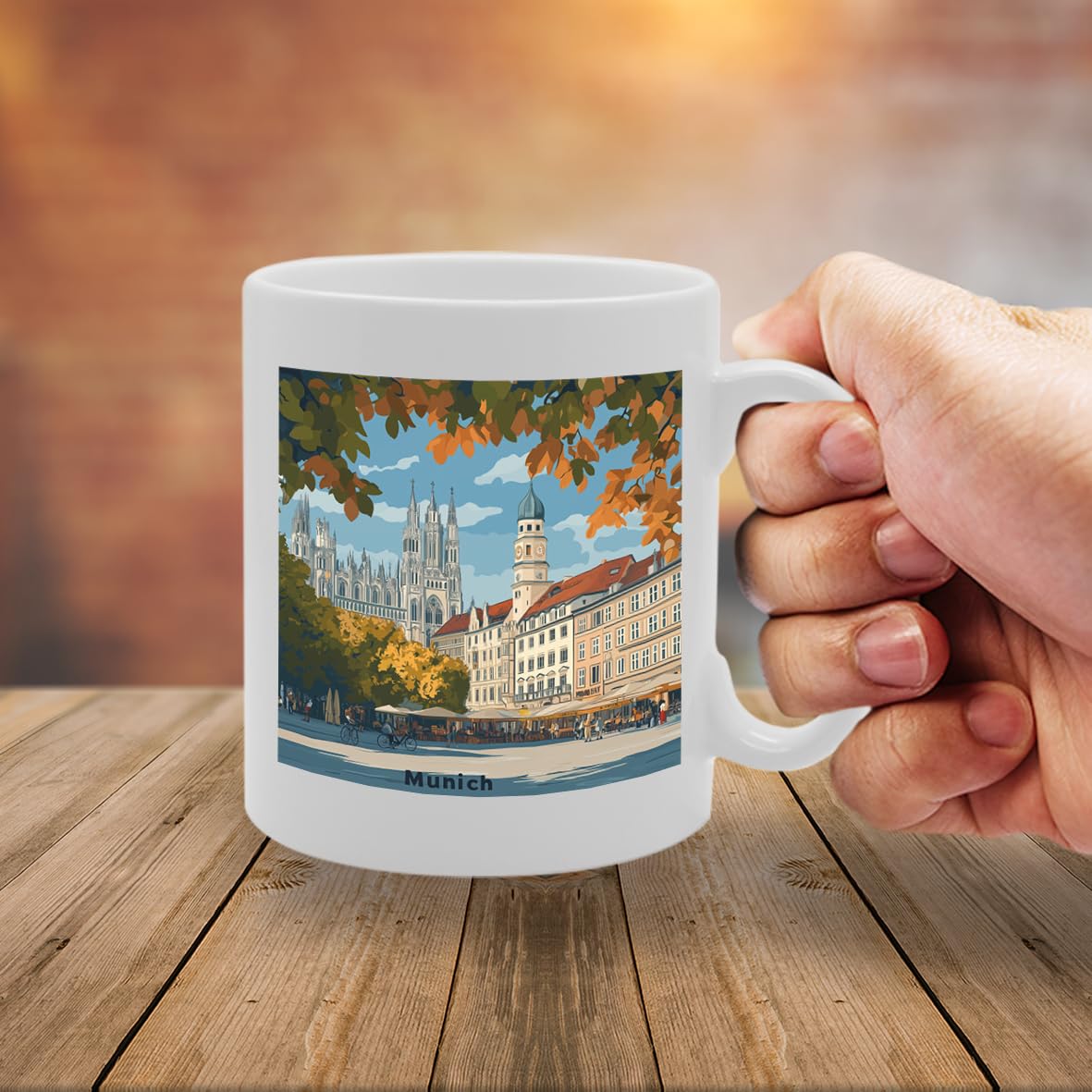 11Oz Dishwasher-Safe Ceramic  Featuring Popular Cities & Capitals From Europe And Around The World (Munich) - Funny Printed Coffee Mug - Great Gift Idea