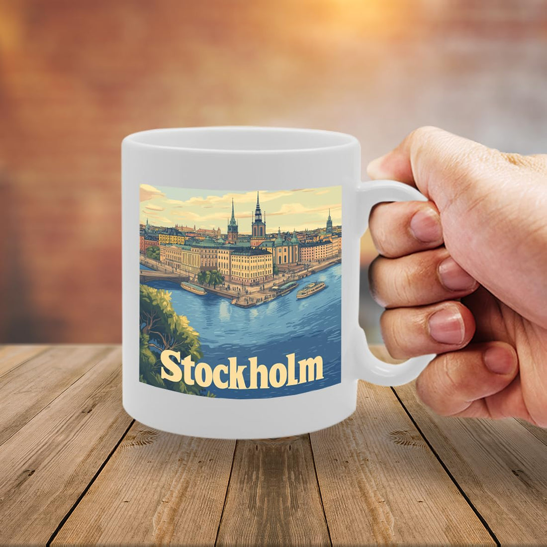 11Oz Dishwasher-Safe Ceramic  Featuring Popular Cities & Capitals From Europe And Around The World (Stockholm) - Funny Printed Coffee Mug - Great Gift Idea