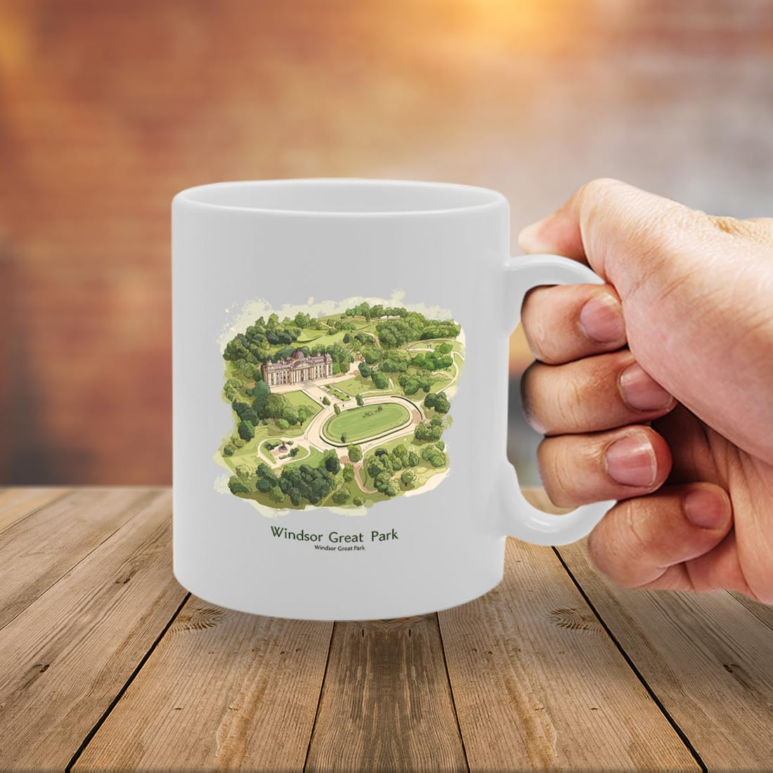 Printed Coffee Ceramic  Featuring Cities And Landmarks In United Kingdom (Windsor Great Park) - Funny Printed Coffee Mug - Great Gift Idea
