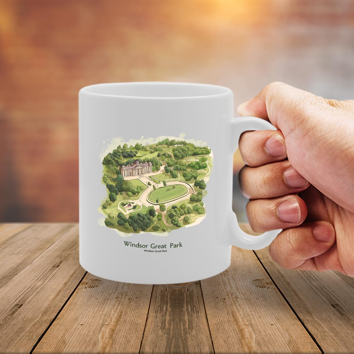 Printed Coffee Ceramic  Featuring Cities And Landmarks In United Kingdom (Windsor Great Park) - Funny Printed Coffee Mug - Great Gift Idea