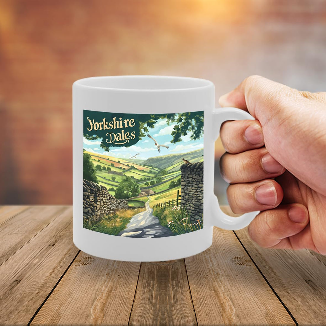 Printed Coffee Ceramic  Featuring Cities And Landmarks In United Kingdom (Yorkshire Dales) - Funny Printed Coffee Mug - Great Gift Idea