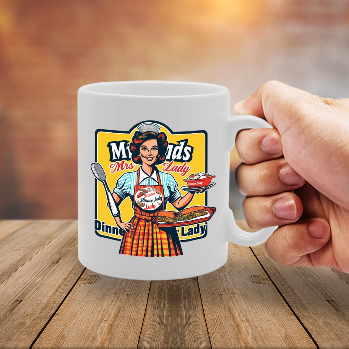 Mrs Dinner Lady  - Designed For School Cooks, Cafeteria Staff, Food Service Workers, Durable Ceramic, Dishwasher Safe Mg6015 - Funny Printed Coffee Mug - Great Gift Idea