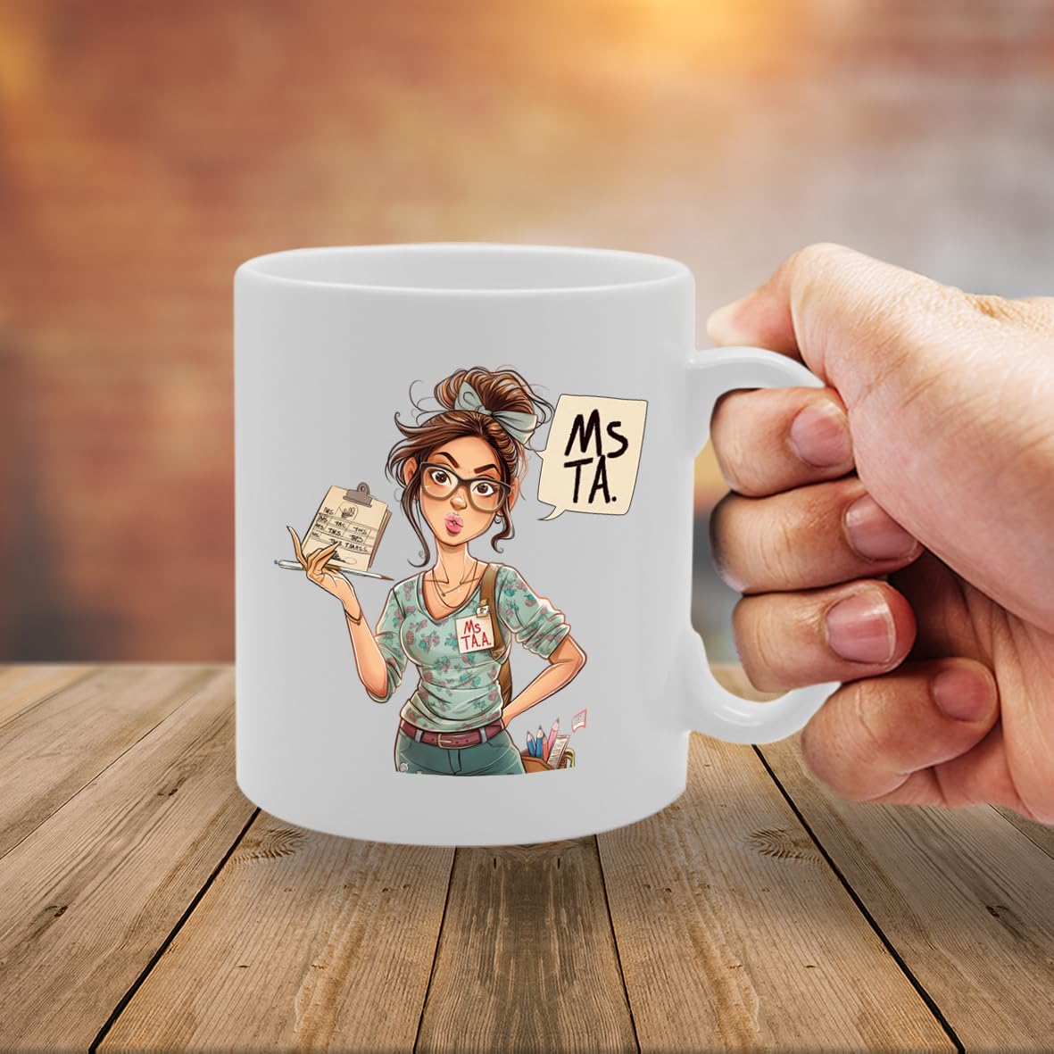 Ms Ta  - Designed For Female Teaching Assistants, Educators, School Support Staff, Durable Ceramic, Dishwasher Safe Mg6017 - Funny Printed Coffee Mug - Great Gift Idea