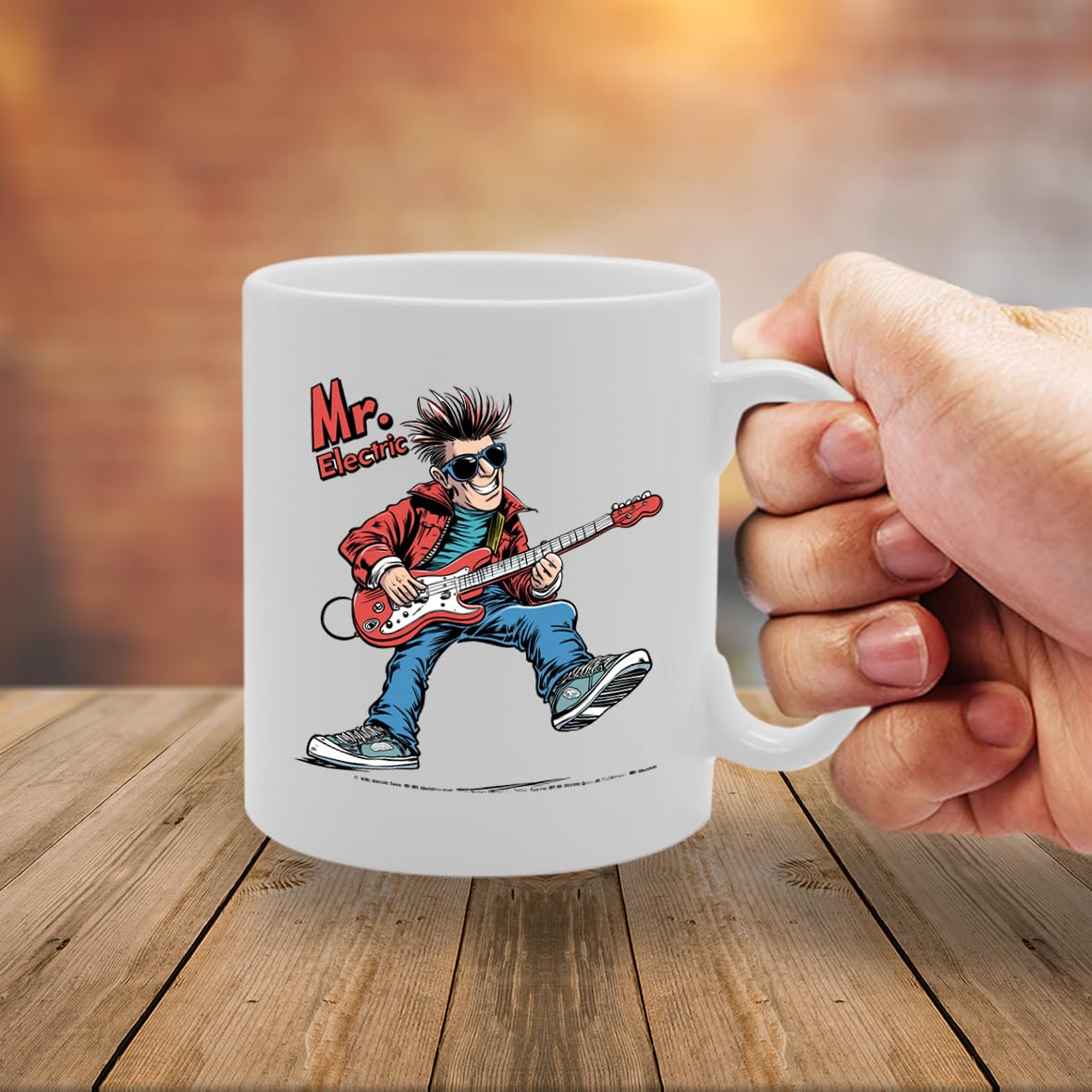 11Oz Ceramic  Mg6555 Featuring Mr Electric Guitar – For Musicians And Music Lovers - Funny Printed Coffee Mug - Great Gift Idea