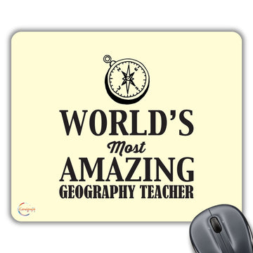 CP342 World's Most Amazing Geography Teacher Novelty Gift Printed PC Laptop Computer Mouse Mat Pad