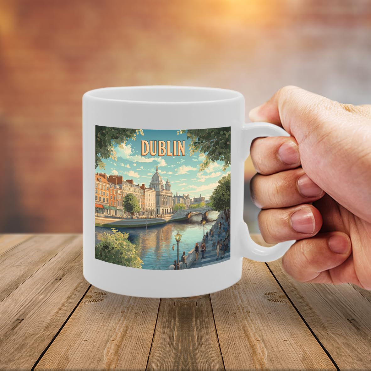 Printed Coffee Ceramic  Featuring Cities And Landmarks In United Kingdom (Dublin) - Funny Printed Coffee Mug - Great Gift Idea