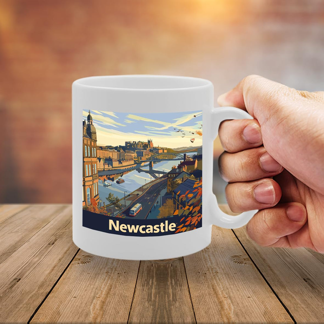 Printed Coffee Ceramic  Featuring Cities And Landmarks In United Kingdom (Newcastle) - Funny Printed Coffee Mug - Great Gift Idea